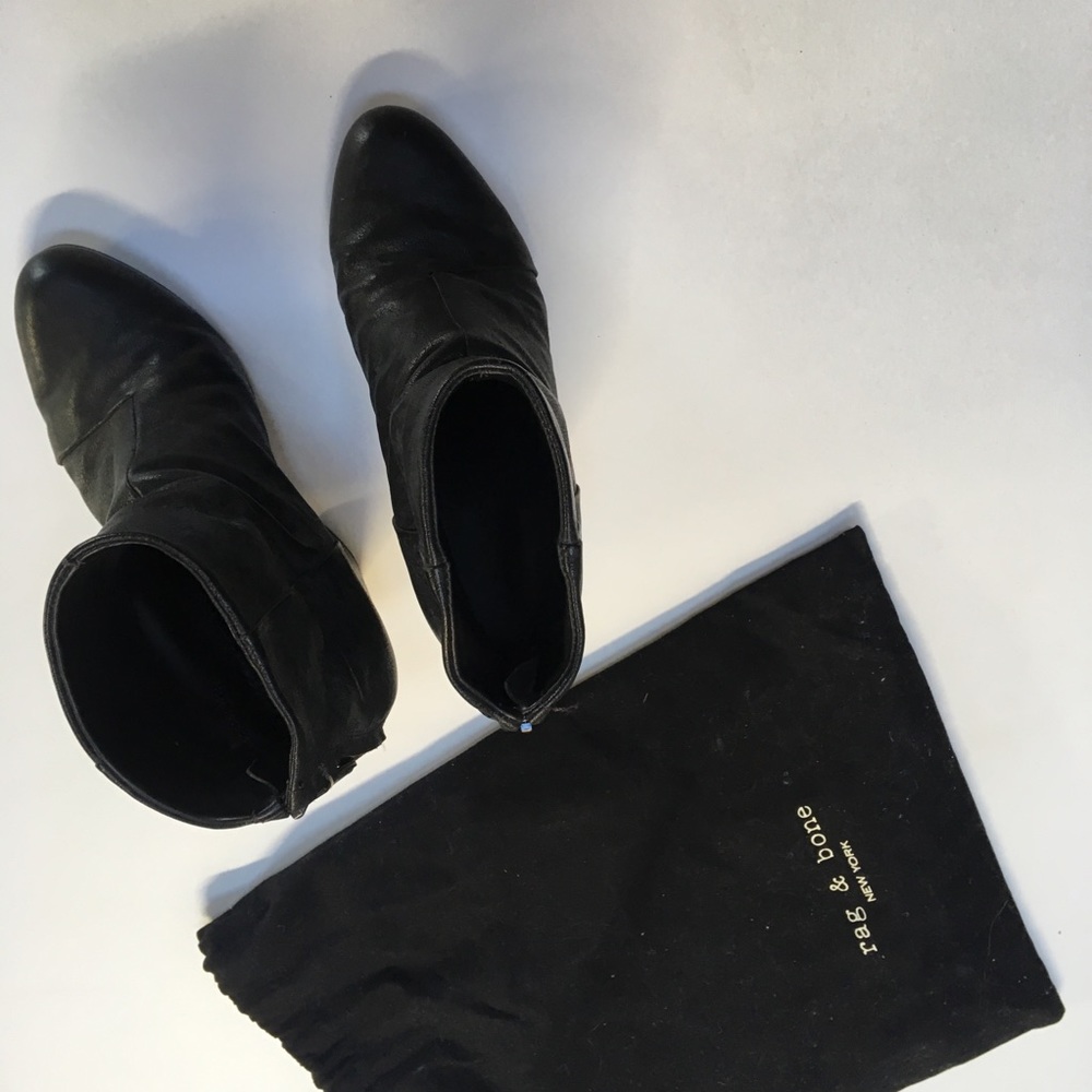 RAG & BONE NEWBURY BLACK LEATHER BOOTIES SIZE 37